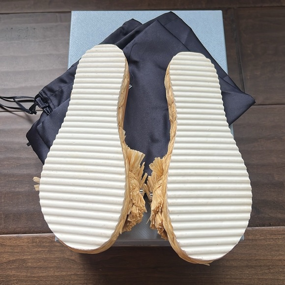 PRADA Embellished Raffia Slide Sandal - Picture 2 of 4